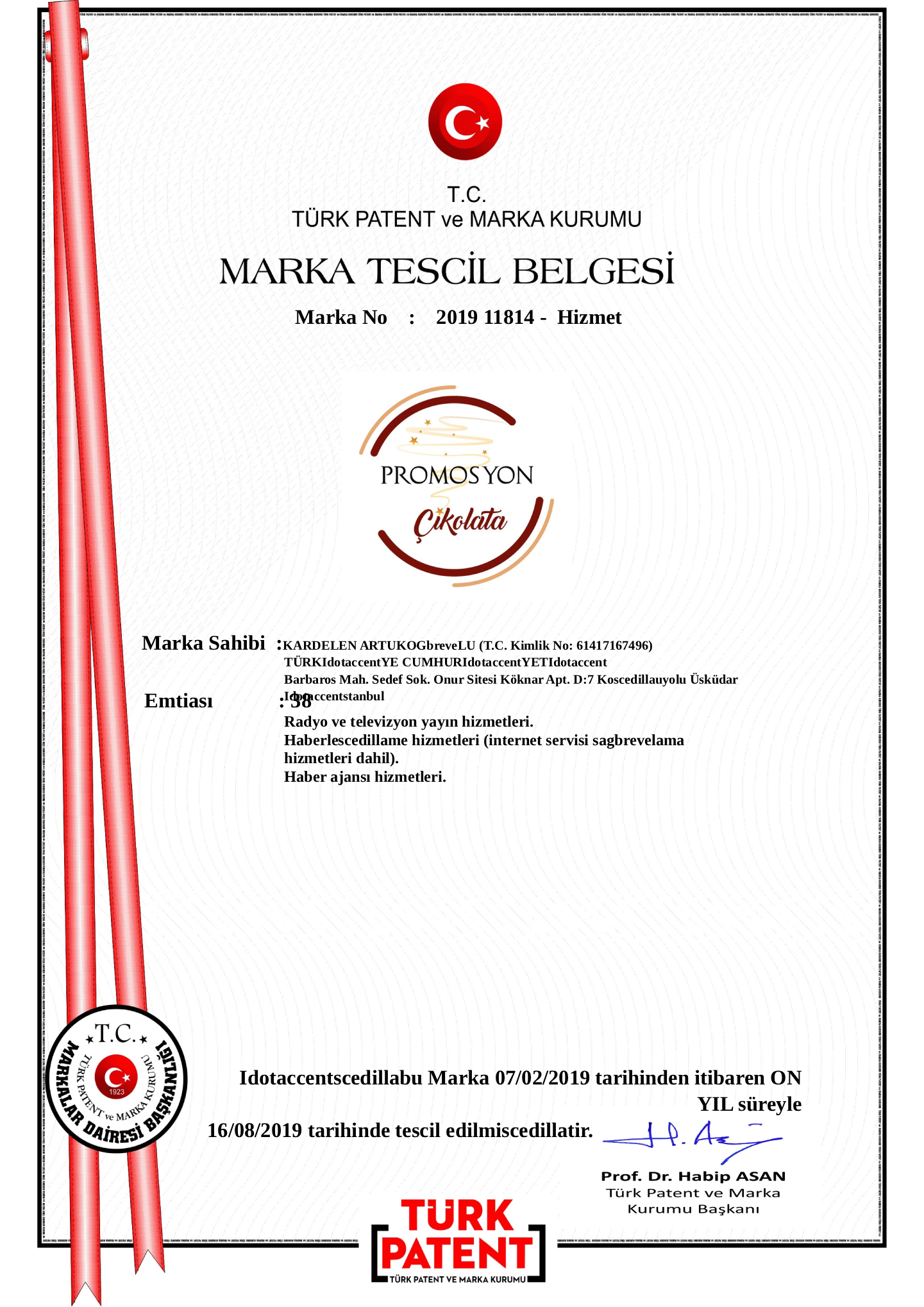 Marka Tescil Belgesi